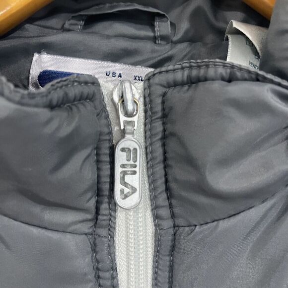 Fila Puffer Jacket XXL Zip Pocket Color Block Street Wear Tennis Euro Red Blue - Picture 7 of 15